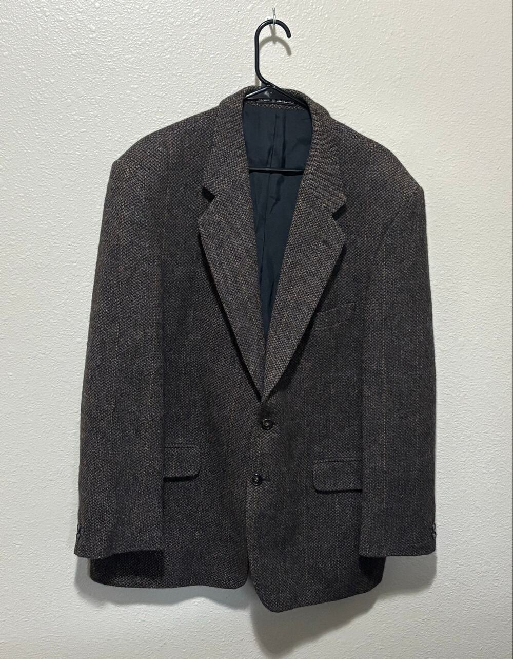 Men’s Blarney Woolen Mills Donegal Tweed Blazer Ireland Brown Coat Jacket, 46R